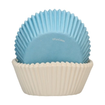 Cupcake Baking Cases - Light Blue and White